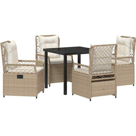 Maison Exclusive - Set da Pranzo per Giardino 5 pcs Beige e Bianco Crema (1/5)