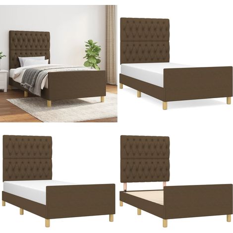 Bettgestell ohne Matratze Dunkelbraun 90x190 cm Stoff - Bettes Gestell - Doppelbett - Lattenrost - Kopfendeckeln - Holzbetten - Home & Living (1/5)