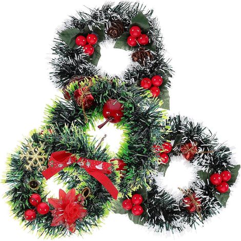 Couronne artificielle mignonne de 16 pièces, forme ronde, décoration de Noël idéale pour les fêtes à la maison, à l'intérieur comme à l'extérieur. (1/5)