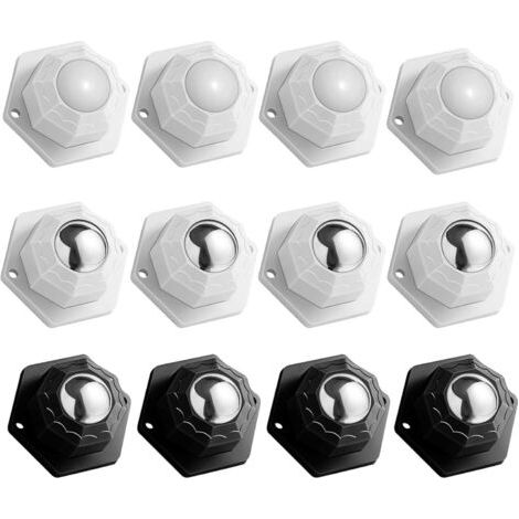 12 Pièces Petite Roulettes pour Meubles, Spetites Roulettes Adhésives, Roulettes Silencieuses pour Meubles Noir Et Blanc, Mini Roues à Rouleaux pour Petits Articles Ménagers (1/5)