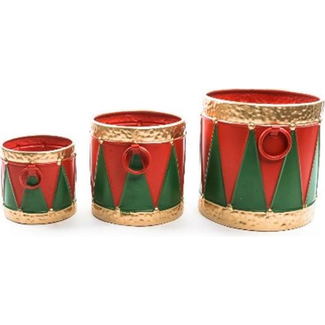 Ceste decorative in metallo decorazione per interno ed esterno set da 3 -Bianco-Rosso (1/4)