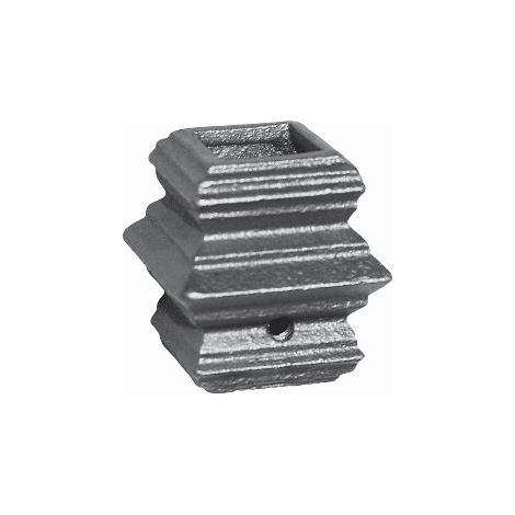 Deco Fer Forge – Garniture pour barreaux carré 14mm – Fonte brut à visser – Hauteur 45mm largeur 40mm – Fixation M5 pour grilles et portails