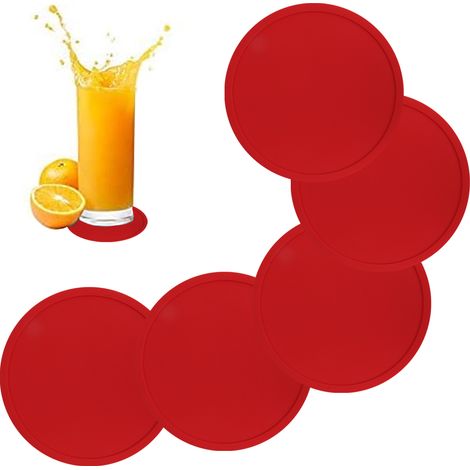 Sous-Verre En Silicone Rond - Résistant À La Chaleur Et À L'Eau - Anti-Dérapant Avec Rainure - Pour Tasses Et Bouteilles - Lot De 4 (1/5)