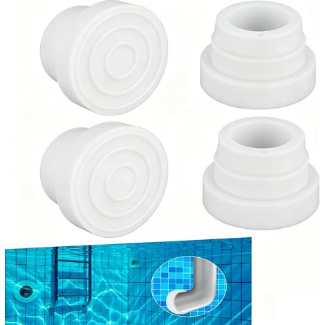 Lot de 4 Pare-Chocs D'échelle de Piscine pour Piscine Creusée, Couvre-Pieds en Caoutchouc pour Protéger Le Revêtement de Piscine, Capuchons D'échelle de Piscine Creusée pour Tuyau (1/5)