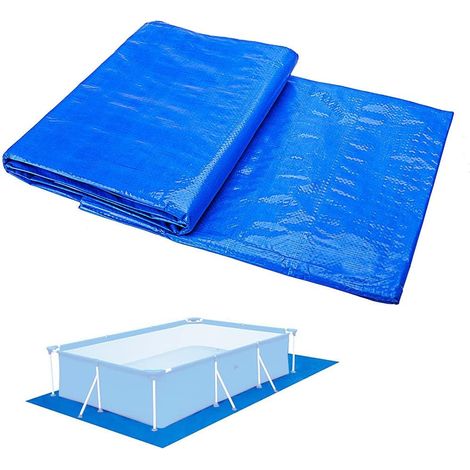 Tapis de Sol pour Piscine Rectangulaire, Tapis de Sol et de Protection Bleu pour Piscine Pliable Imperméable Adapté pour Piscine Hors Terre et Bains à Remous 295 x 206cm (1/5)
