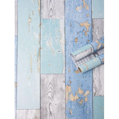Papier peint autocollant décoratif en vinyle pour meuble et comptoir Motif grain de bois,0.456M-DOU