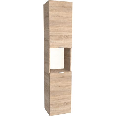 Säule 2 Türen + 1 Nische / Eiche gebleicht/ 35x33x165