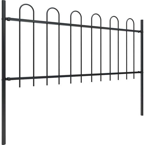 Vidaxl – Clôture de jardin en acier enduit de poudre 1,7 m – Avec dessus en cerceau – Panneau et 2 poteaux inclus – Barrière sécuritaire durable