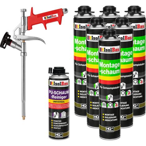 Pistolenschaum Bauschaum Montageschaum 6x 750ml + 1x PU-Reiniger + Schaumpistole (1/5)