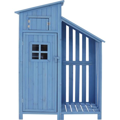 Armario de jardín y cobertizo para herramientas de madera azul 124,5 x 46 x 174,7 cm HOMVRA (1/5)