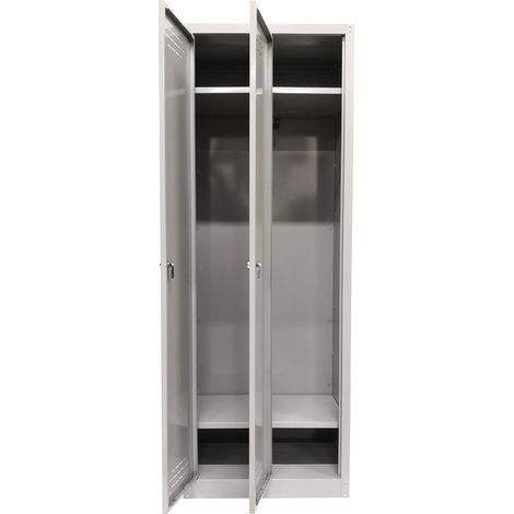 Armadio Spogliatoio Sporco Pulito 2 Ante 60x40x167 cm in Metallo Verniciato Grigio Chiaro