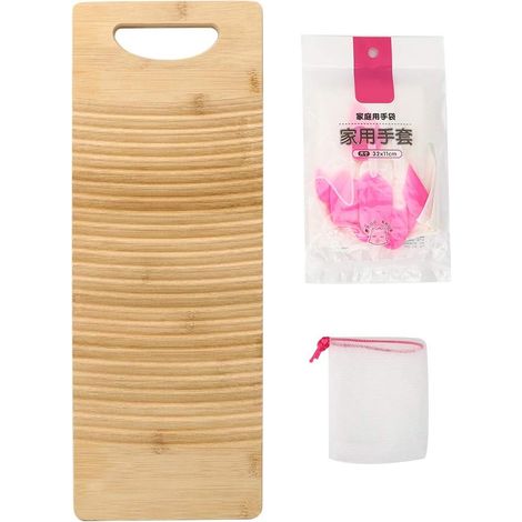 Planche à Laver en Bois, Planche à Laver Rustique à L'ancienne Planche à Récurer en Bois Légère Planche à Laver Vêtements Outils de Nettoyage Accessoires (1/5)