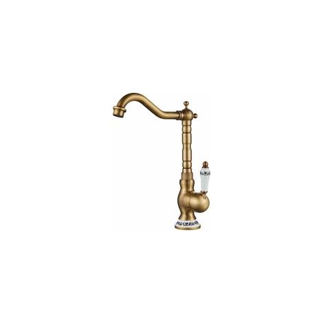 Robinet de lavabo in laiton antico, mitigeur pour lavabos or éviers, mitigeur réglable water hot/eau froide, G3/8''-Crezuo (1/4)