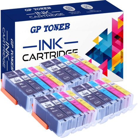 20 cartouches d'encre pour Canon C570XL C571XL CMJN x4 GP (1/5)