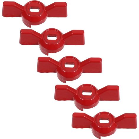 5 Pièces Poignée de Vanne Poignée pour Robinet et Tap, Rouge (1/5)