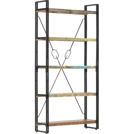 Bibliothèque 5 niveaux Meuble de Rangement  Meuble Étagère 90x30x180 cm Bois solide de récupération 28884 (1/5)