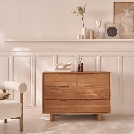 Commode en bois teck massif 110 cm (1/5)