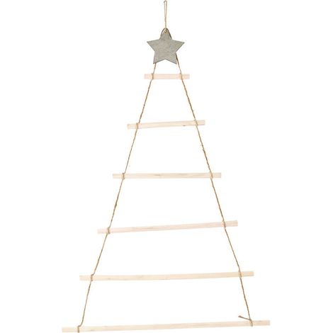 Jeffergarden Ornements suspendus en bois avec étoile et corde, décoration pour arbre de nol mural-DOU