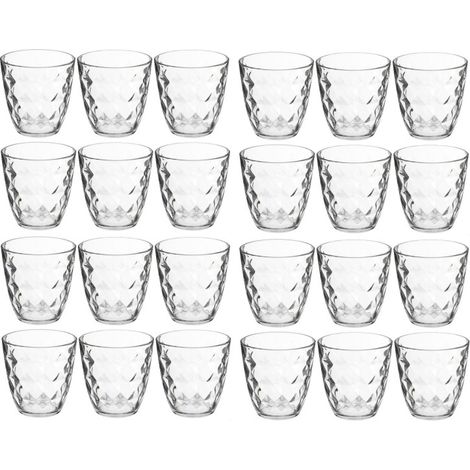 Lots de 24 gobelets en verres 25 cl  Verres à eau martelés  Fabrication Française  Empilables  Tous usages - Livraison gratuite (1/2)