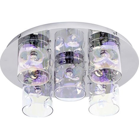 Visconte Monet Ceiling Light Semi Flush 5 Arm With Petroleum Tint Shade - Chrome (1/4)