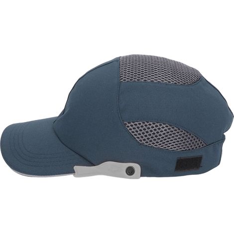 Casque de protection à visière respirante et ajustable pour le sport et le travail, bleu avec bordure grise. (1/5)