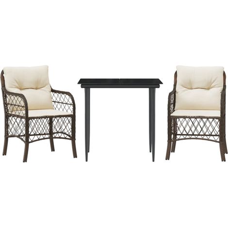Maison Exclusive - Sillas y mesita de jardín con cojines 3 piezas (1/5)