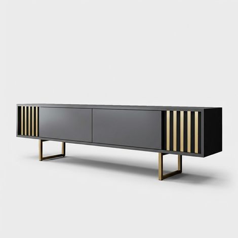Moderner TV-Ständer mit Metallbeinen Gold Line - Schwarz (1/5)