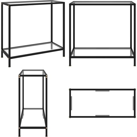 Tavolo Consolle Trasparente 80x35x75 cm in Vetro Temperato - Tavolo in vetro temperato - Tavolo in acciaio