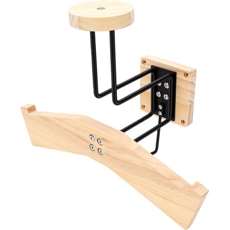 Support de Casque de Moto Organisateur Mural en Bois, Support de Casque avec Crochet pour l'affichage et le Rangement, Cintre pour équipement de Cyclisme, Ski, Baseball, Mural pour, (Bois (1/5)
