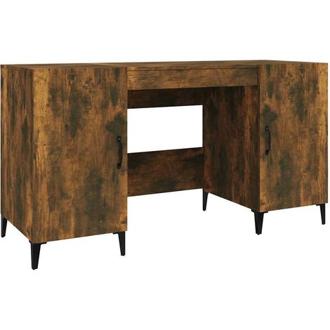 Escritorio madera contrachapada roble ahumado 140x50x75 cm vidaXL (1/5)