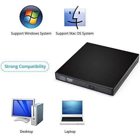 Lecteur/Graveur CD,Lecteur DVD Externe USB2.0 Combo CD-RW Disque Dur Portable Compatible Windows XP/7/8/10/Vista/Linux,Mac OS (1/4)