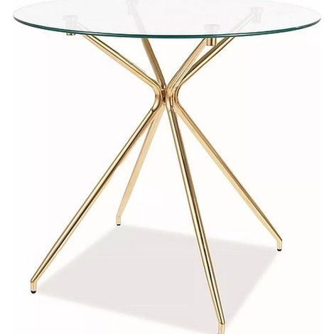 Table à manger design ronde 80 cm avec plateau en verre Puppis (1/5)