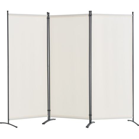 VEVOR Biombo Separador Plegable 3 Paneles con Marco de Acero al Carbono y Tela de poliester Separador de Ambientes de Privacidad 228x52x184 cm para Oficina, Dormitorio, Comedor, Estudio, Blanco