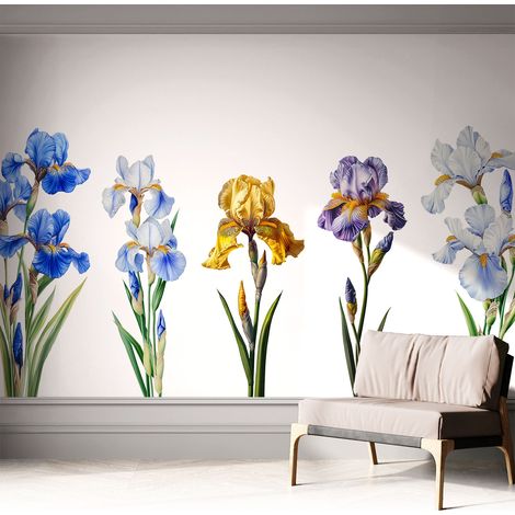 Carta da parati adesiva - lavabile - decorazione murale - per cucina - pellicola decorativa Fiori di iris 312x219 cm (1/5)