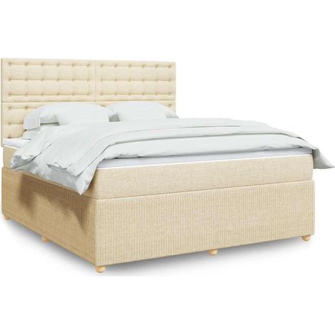 Boxspringbett mit Matratze Creme 180x200 cm Stoff (1/5)