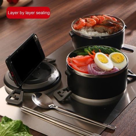 LUNCH BOX - BOITE A REPAS Bote Bento de style japonais moderne, conteneur de nourriture style-Black-3 Layer3 (1/3)