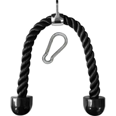 Corde Triceps - Biceps - 70 cm - Nylon Tressé - Poignée Caoutchouc - Résistance (1/4)