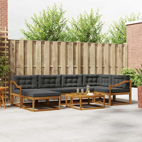 vidaXL Outdoor-Sofagarnitur mit Kissen 7 pcs Natur und Anthrazit (1/5)