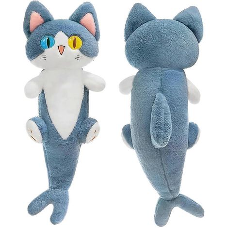 Niedliches Hai-Katzen-Plüschkissen, lang, Cartoon, Kätzchen, Plüsch, Kawaii-Schlafspielzeug, Geschenk für Kinder, 50 cm. (1/5)