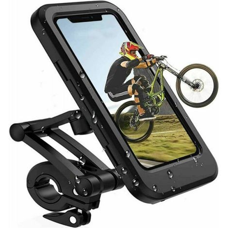 Support Téléphone Portable - 360° Rotatif - Étanche IP68 - Pour Guidon 22-28 mm - Compatible Smartphones Jusqu'à 6,7 Pouces - Noir (1/5)