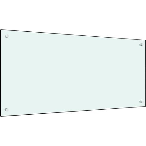 Crédence de cuisine, blanc laiteux, 100 x 50 cm, verre trempé (1/5)