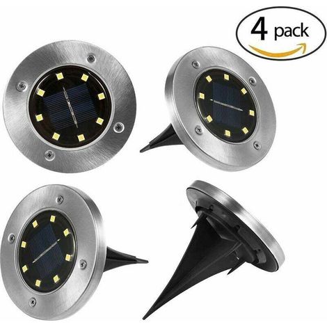 Set mit 4 Solar-Gartenleuchten, mit Solarscheiben und LED-Leuchten, wasserdicht, ideal für Garten, Einfahrt und Wege.