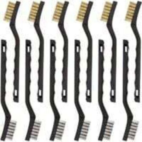 Set of 12 Mini Stainless Steel Wire Brushes Brass Cleaning Brush for Cleaning Friction and Rust from Welding Slag (1/4)