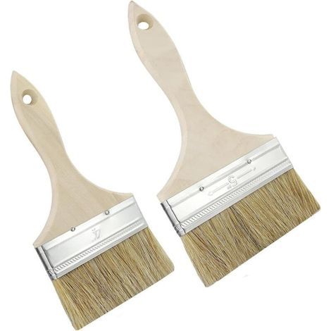 Pinceau A Vernis - 3 Pouces Et 4 Pouces - Pour Peinture Huile Acrylique Et Vernis - Lot De 2 (1/5)