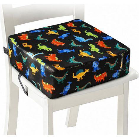 Rehausseur de chaise pour enfant, 10 cm, en tissu Oxford imperméable, avec boucle de sécurité, lavable, démontable, pour la maison, les déplacements, noir (1/5)