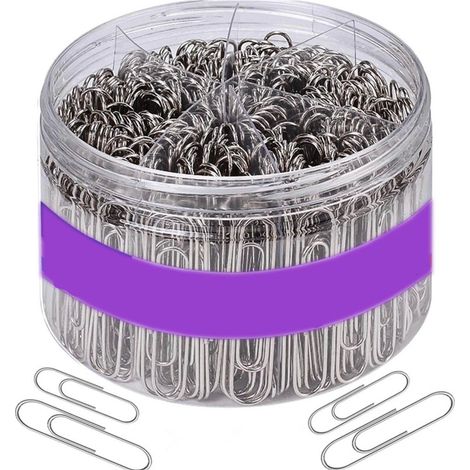 Paper Clips - Color Coded Steel - 28 mm 33 mm 50 mm - Office School Home Use - 300 Pieces (1/5)