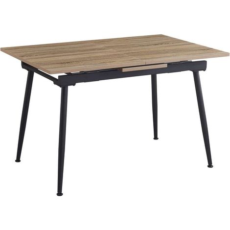 Mesa para comedor fija Md-Tania acabado roble aserrado, 120/150cm(ancho) 75cm(altura) 80cm(fondo). (1/4)