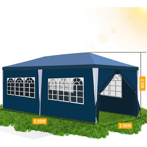 Wolketon Tonnelle de jardin Tente de réception avec parois latérales 3x6m bleu (1/3)