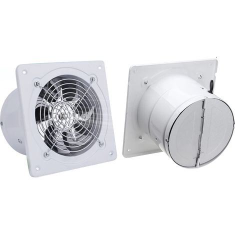 Ventilateur à tube axial - Diamètre : 100 mm - Résistant à la chaleur - Pour salle de bain, WC, cuisine, serre, tente, garage, blanc (carré blanc) (1/5)