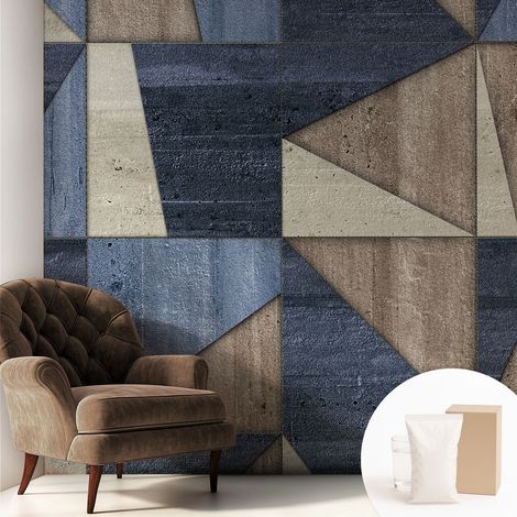Papier peint intissé mural avec imprimé motifs uniques apparence moderne - Colle incluse gratuite Motifs géométriques 250x250 cm (1/5)